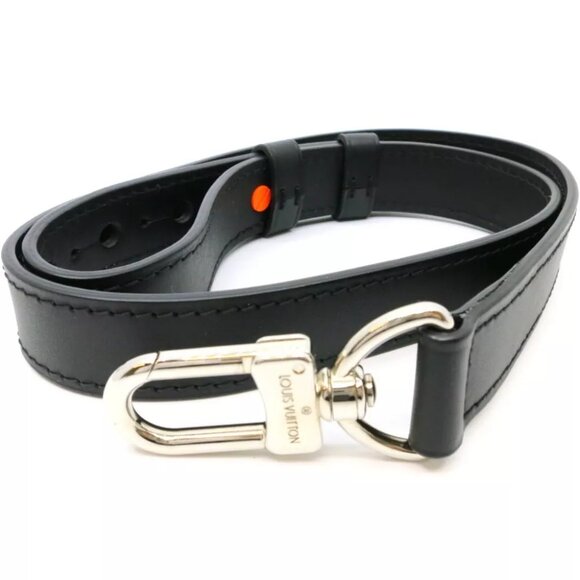 Auth LOUIS VUITTON Strap For Virgil Abloh Shoulder Strap Black Leather